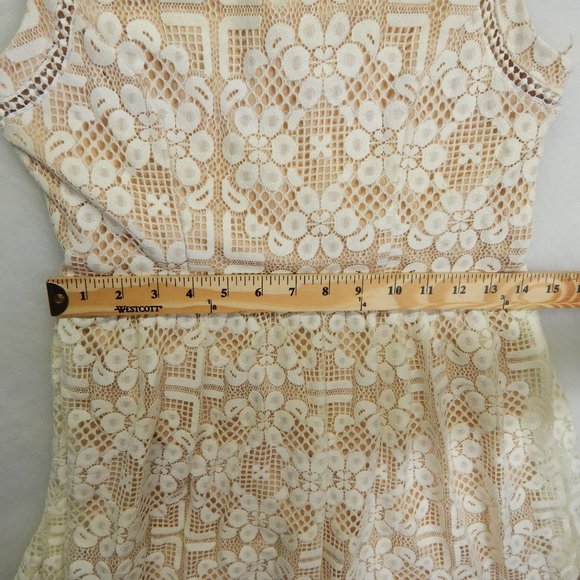 Jodi Kristopher Lace Fit and Flare Sleeveless Dress Womens Size 9 Cream - Picture 6 of 12